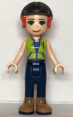 Friends Mia - Dark Blue Trousers, Lime Jacket Top, Black Riding Helmet
