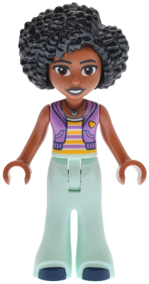 Friends Jamila - Medium Lavender Sleeveless Hoodie, Light Aqua Trousers Bell-Bottoms, Dark Blue Shoes