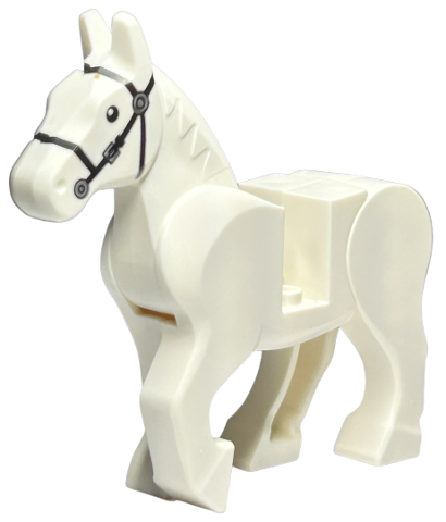 Horse, Movable Legs with Black Eyes, White Pupils and Single Buckle Black Bridle Pattern