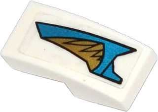 Schräge, Courbée 2 x 1 x 2/3 avec Plaques d'Armure Bleu et Or et Motif Plumes Or Côté Modèle Droit (Autocollant) - Ensemble 70124