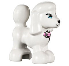 Dog, Friends, Poodle with Bright Light Blue Eyes, Black Nose and Mouth, and Bright Pink Collar with Silver Buckle and Tag Pattern (Lady / Tina)