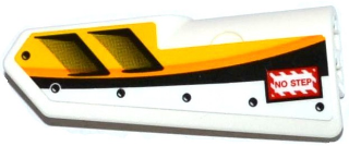 Technic, Panneau Carrosserie #22 Très Petit Lisse, Côté A avec Motif Entrées d'Air, 'NO STEP' et Rayures Jaune, Orange et Blanc (Autocollant) - Set 42044