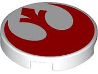 Tile, Round 2 x 2 with Bottom Stud Holder with Red SW Rebel Alliance Symbol Pattern