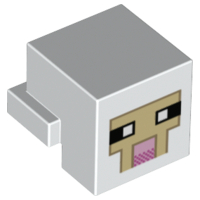 Testa Creatura Pixelata con Occhi Bianco e Nero, Naso Rosa Brillante, Volto Beige con Motivo Contorno Beige Scuro (Pecora Minecraft)
