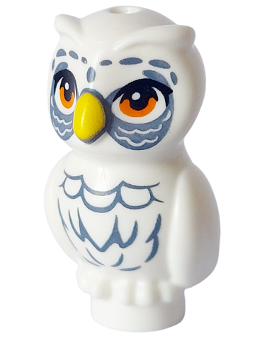 Owl, Elves with Yellow Beak, Orange Eyes, Sand Blue Feathers and Around Eyes Pattern