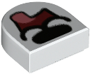 Tile, Round 1 x 1 Half Circle Extended with Black Nose, Dark Red Open Mouth, and Coral Tongue Hanging Out Pattern