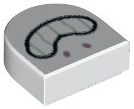 Tile, Round 1 x 1 Half Circle Extended with Metallic Pink Nostrils and Black Open Mouth Smile with Teeth Pattern