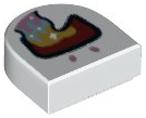 Tile, Round 1 x 1 Half Circle Extended with Metallic Pink Nostrils and Dark Red Open Mouth with Gold, Metallic Light Blue, and Metallic Pink Vomit Pattern