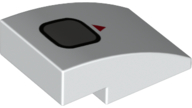 Slope, Curved 3 x 2 with Red Triangle and Dark Bluish Gray Rounded Square with Black Border Pattern