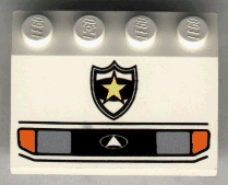 Vehicle, Mudguard 3 x 4 Slope with Headlights and Police Yellow Star Badge Pattern