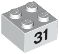 Brick 2 x 2 with Black Number 31 Pattern