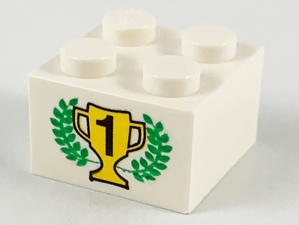 Brick 2 x 2 with Gold 1st Place Cup and Laurels Pattern