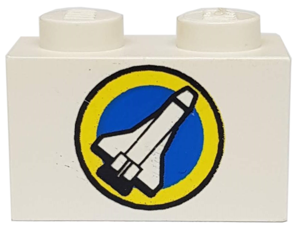 Brick 1 x 2 with Shuttle and Yellow Circle Pattern
