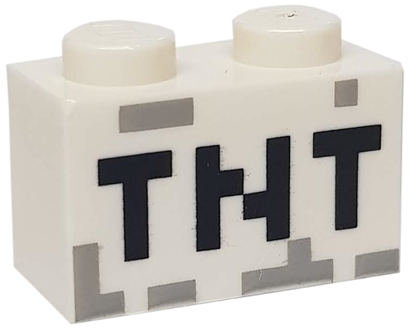 Brick 1 x 2 with Black 'TNT' Pixelated Pattern