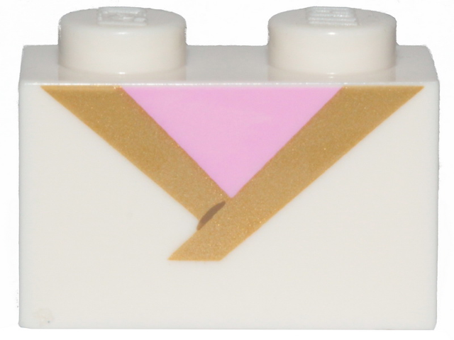 Brick 1 x 2 with Gold Trim and Bright Pink Triangle Pattern