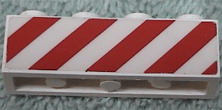 Brick 1 x 4 with Red Danger Stripes Pattern on Two Sides (Stickers) - Set 6681