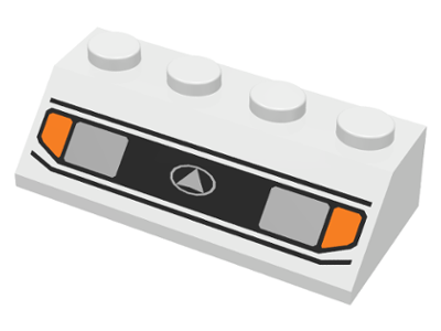 Slope 45 2 x 4 with Silver Headlights, Orange Signal Lights, and Black Lines Pattern