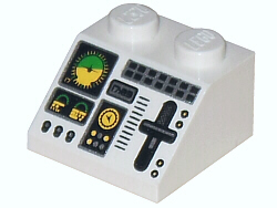 Slope 45 2 x 2 with Aircraft Green and Yellow Horizon Indicator, Controls, Black Buttons, Silver Slider and Switches Pattern