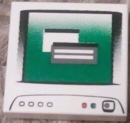 Tile 2 x 2 with Computer Monitor with Dark Bluish Gray Circle Power Switch Pattern
