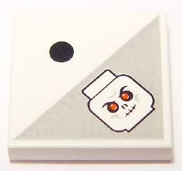 Tile 2 x 2 with 1 Black Dot and Light Bluish Gray Triangle with Skull with Red Eyes Pattern