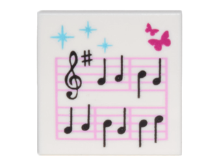 Tile 2 x 2 with Music Notes and Butterflies Pattern