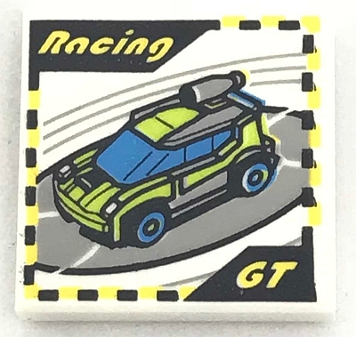 Tile 2 x 2 with 'Racing', 'GT' and Race Car Video Game Pattern