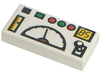 Tile 1 x 2 with Gauges, Buttons and '85' Pattern