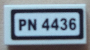 Tile 1 x 2 with 'PN 4436' Pattern (Sticker) - Set 4436