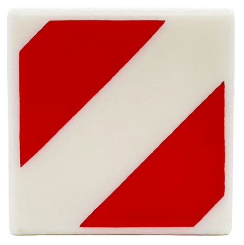 Tile 1 x 1 with Red Danger Stripes Pattern