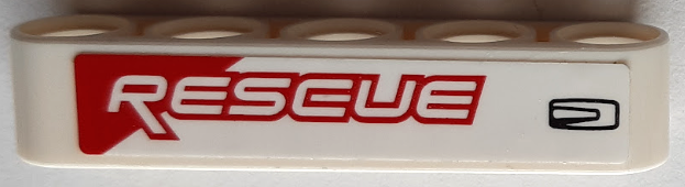 Technic, Liftarm Thick 1 x 5 with Red and White 'RESCUE' and Black Door Handle Pattern Model Left Side (Sticker) - Set 42092