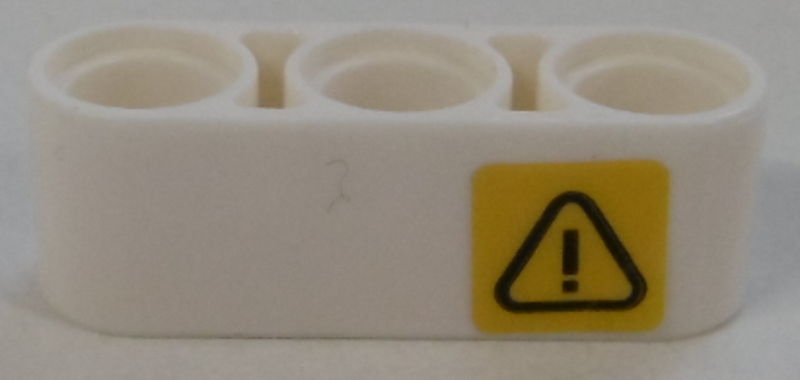 Technic, Liftarm Thick 1 x 3 with Exclamation Mark in Danger Triangle Pattern Model Right Side (Sticker) - Set 42100