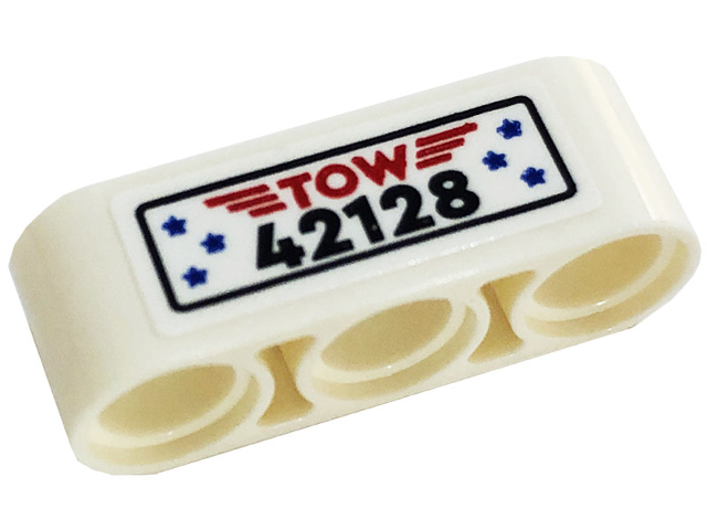 Technic, Liftarm Thick 1 x 3 with Black '42128', Blue Stars and Red 'TOW' Pattern (Sticker) - Set 42128