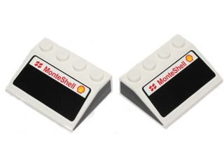 Slope 33 3 x 4 with Front and Side Car Windows, Shell Logo and 'MonteShell' Pattern (Stickers) - Set 30192