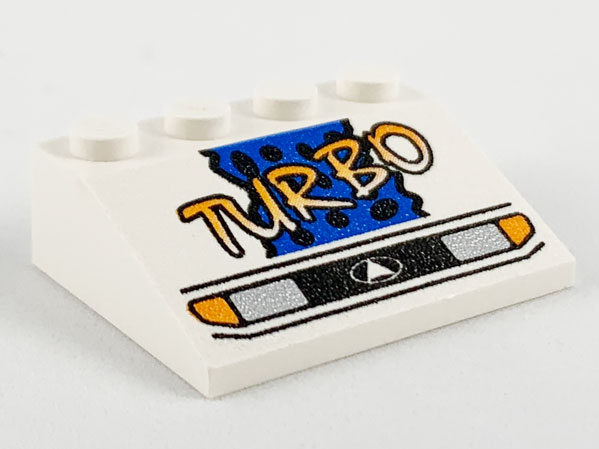 Slope 33 3 x 4 with Headlights, Yellow Turbo, Blue Background and Black Spots Pattern