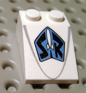 Slope 33 3 x 2 with White Rocket and Black 'SR' Pattern