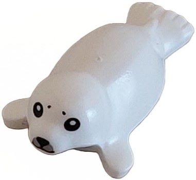 Seal, Baby with Black Eyes, Nose and Mouth, and Light Bluish Gray Muzzle Pattern