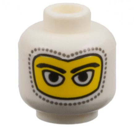 Minifigure, Head Balaclava with Eyes Hole Stitching Trim, Large Eye Whites Pattern