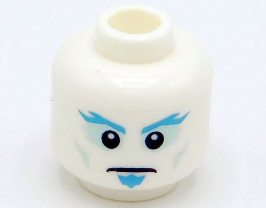 Minifigure, Head Blue Eyebrows and Goatee Pattern - Hollow Stud (BAM)