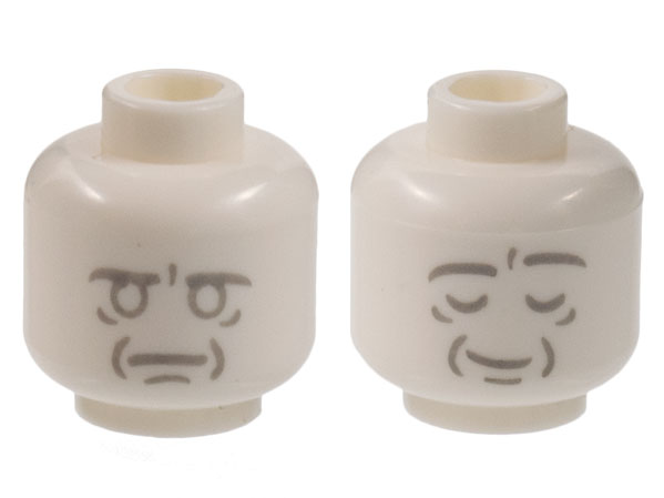 LEGO onderdeel Minifigure, Head Dual Sided Alien, Light Bluish Gray Face Outlines and Contours, Neutral / Asleep Pattern - Hollow Stud (Beethoven Bust) 3626pb3020
