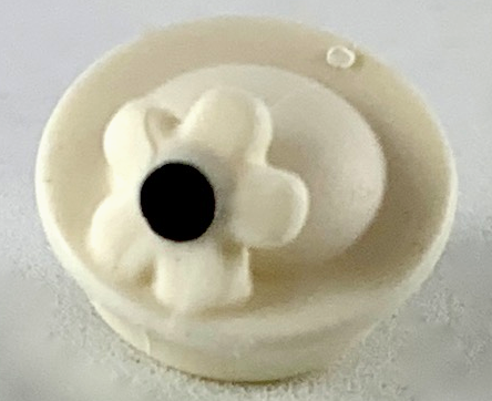LEGO part Minifigure, Hat with Small Pin, Pillbox Hat with Flower with Black Center Pattern 41944pb02