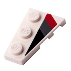 Wedge, Plate 3 x 2 Left with Black, Dark Bluish Gray and Red Racing Stripes Pattern