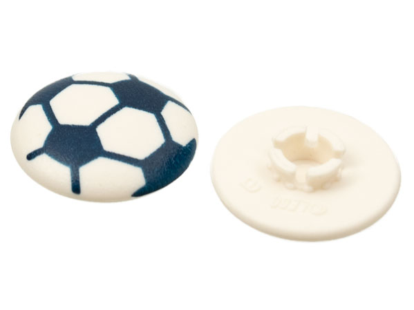 LEGO part Clikits, Icon Round 2 x 2 Large with Pin with Dark Blue Soccer Ball Pattern 45471pb02