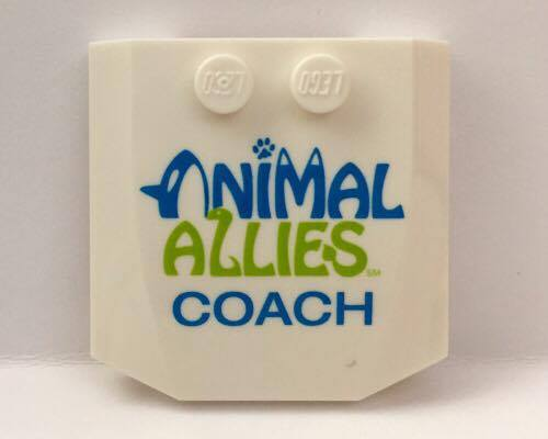 Wedge 4 x 4 x 2/3 Triple Curved with Dark Azure / Lime 'ANIMAL ALLIES COACH' Pattern