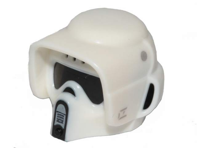 Minifigure, Headgear Helmet SW Scout Trooper, Dual Molded, White with Black and Dark Bluish Gray Marks Pattern