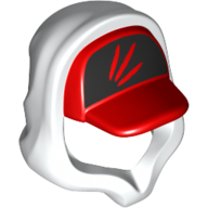 Minifigure, Headgear Hood Hoodie with Molded Red Cap and Printed Black Panel with 3 Streaks Pattern
