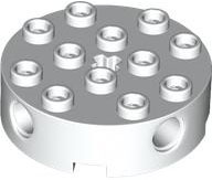 Brick, Round 4 x 4 with 4 Side Pin Holes and Center Axle Hole