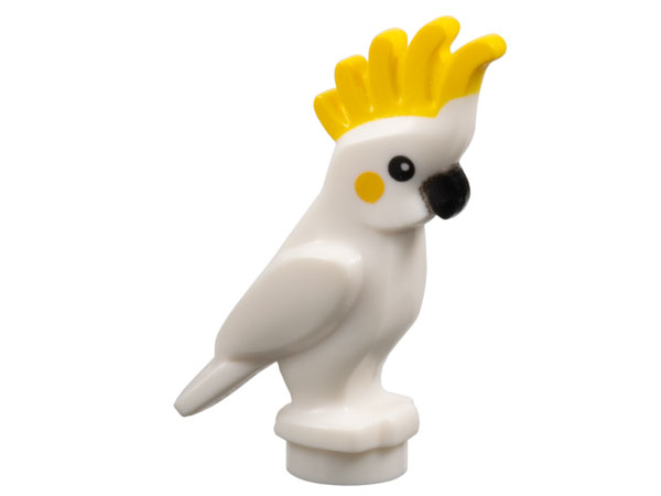 Bird, Parrot Cockatoo with Yellow Crest and Cheeks, Black Eyes and Beak Pattern
