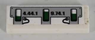 Tile 1 x 3 with Black '4.44.1' and '9.74.1' and Green Level Indicators Pattern (Sticker) - Set 8864