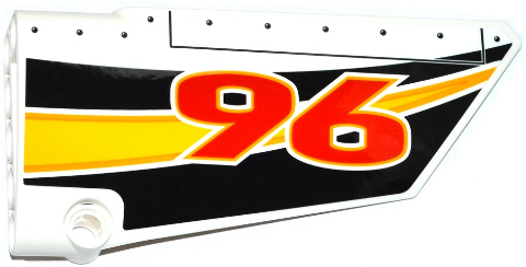Technic, Panel Fairing #18 Large Smooth, Side B with Red '96' and Yellow, Orange and White Stripes on Black Background Pattern (Sticker) - Set 42044