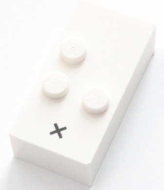 Brick, Braille 2 x 4 with 3 Studs with Black Multiplication Sign (×) Pattern (dots-236 ⠦) (English)